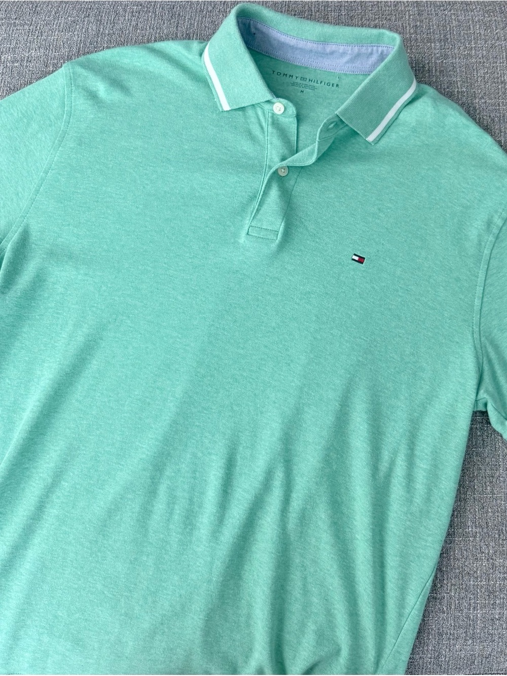 Tommy Hilfiger Men's Mint Green Polo with White Trim